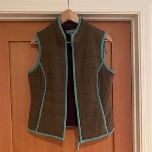 Boden wool vest with aqua corduroy piping size 8